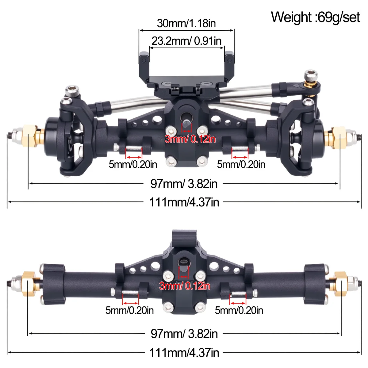 Plastic SCX24 Front Rear Axle  - Rc Hobby Crawler 评论和价格